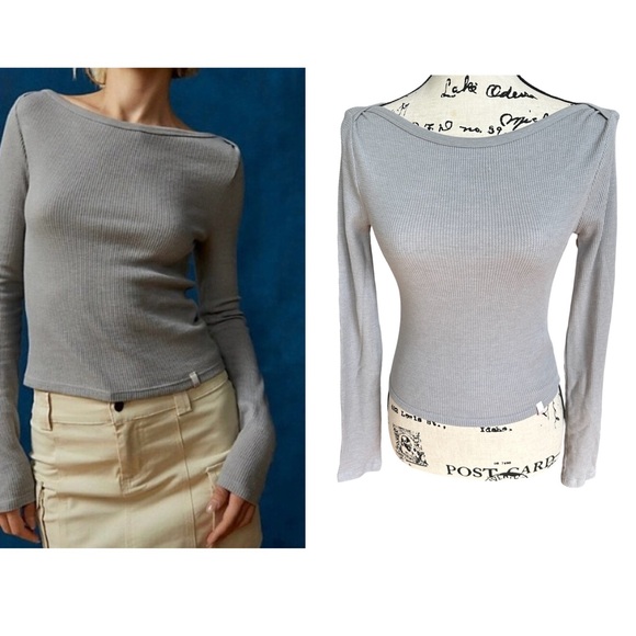 BDG Tops - BDG Urban Outfitters Willow Thermal Grey Boatneck Top Size XS